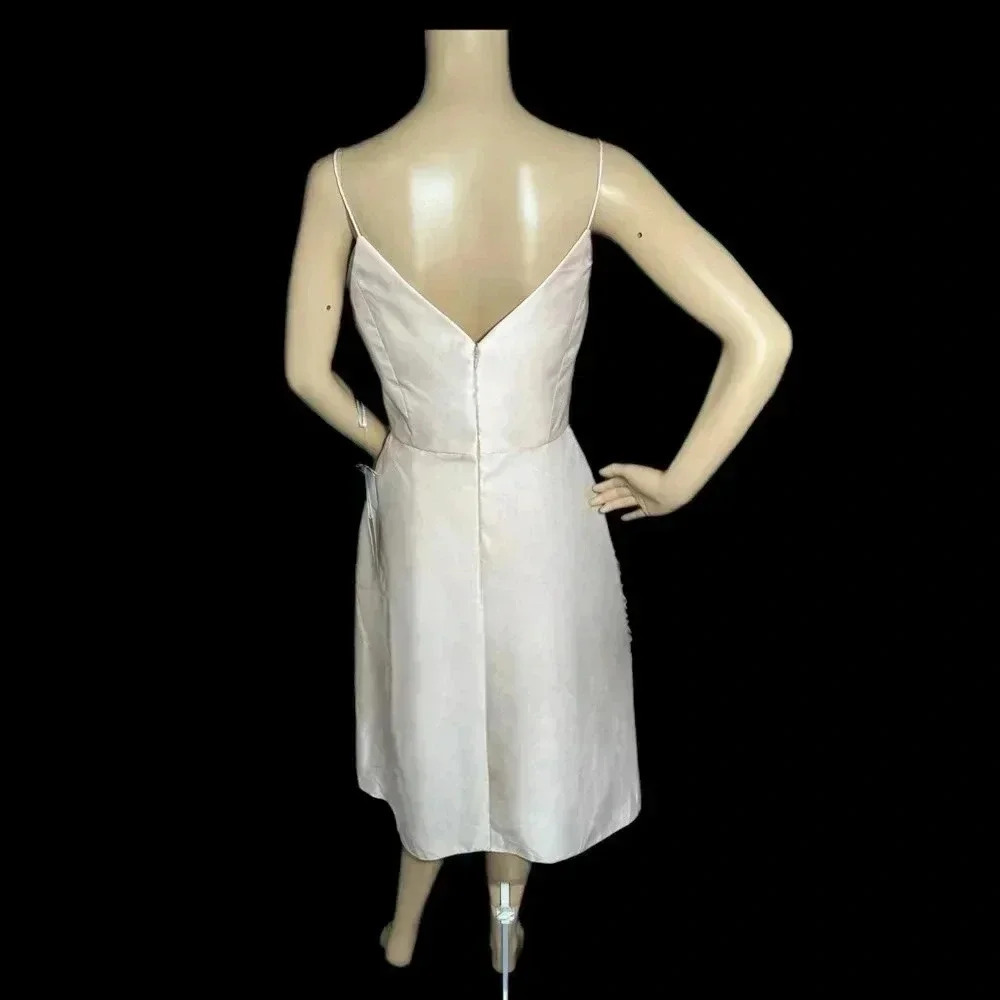 NWT ALFRED SUNG D777 Satin Twill V Neck Cocktail Dress In Blush Pink Size 12 - Picture 6 of 14